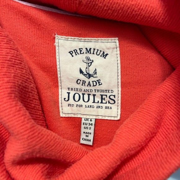 Joules Cotton Blend Cowl Neck with Pockets, Coral, size 2 - Picture 2 of 4